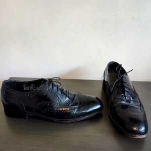 Oakton Classic Black Leather Oxford Lace Up Dress Business Church Shoes Sz 9D